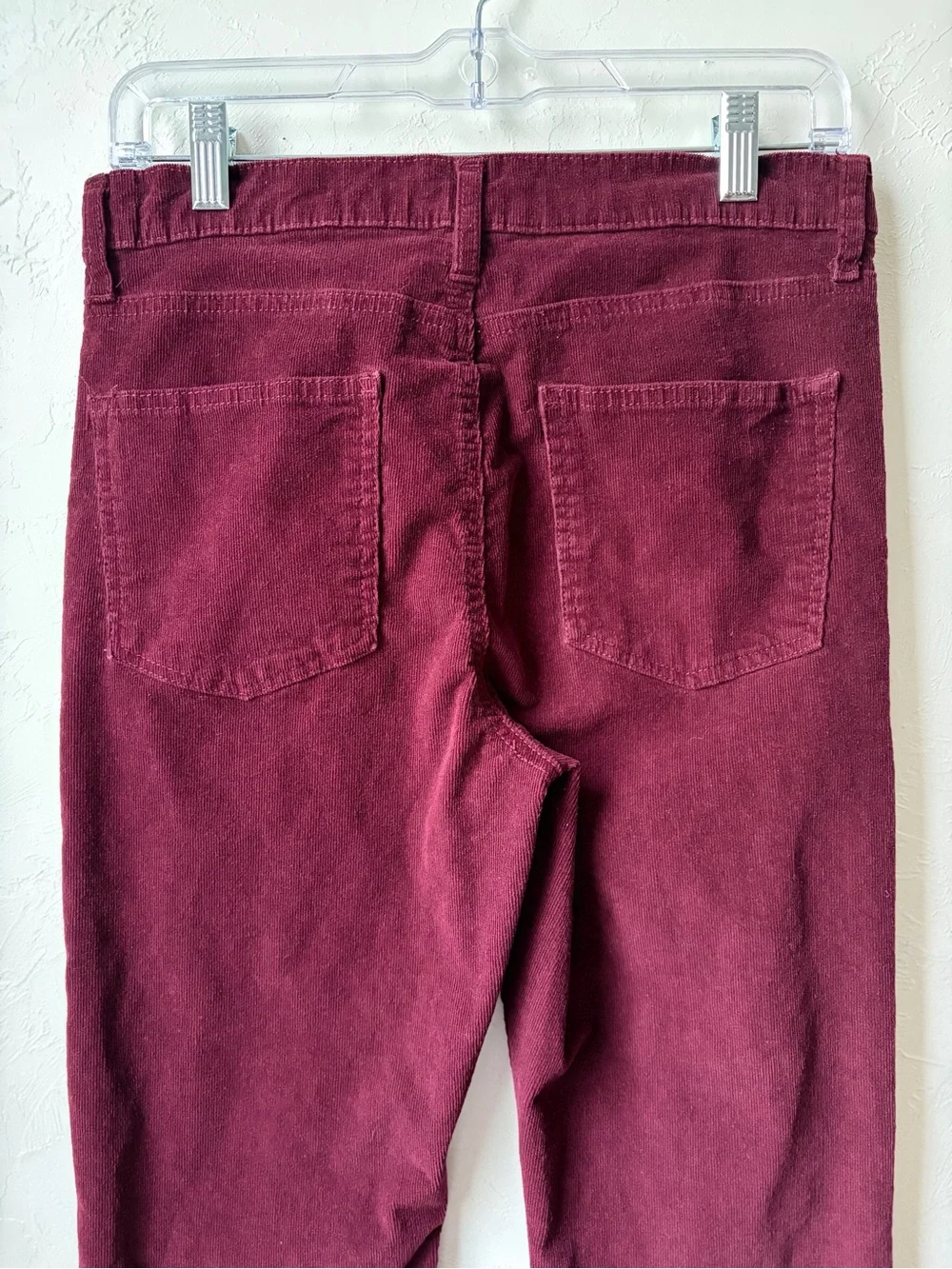 Celebrity Pink Burgundy Corduroy Flare Jeans Raw Hem Stretch Size 9/29